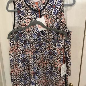 Knox Rose Asymmetrical Blue and Pink Tank Top 2 pc set